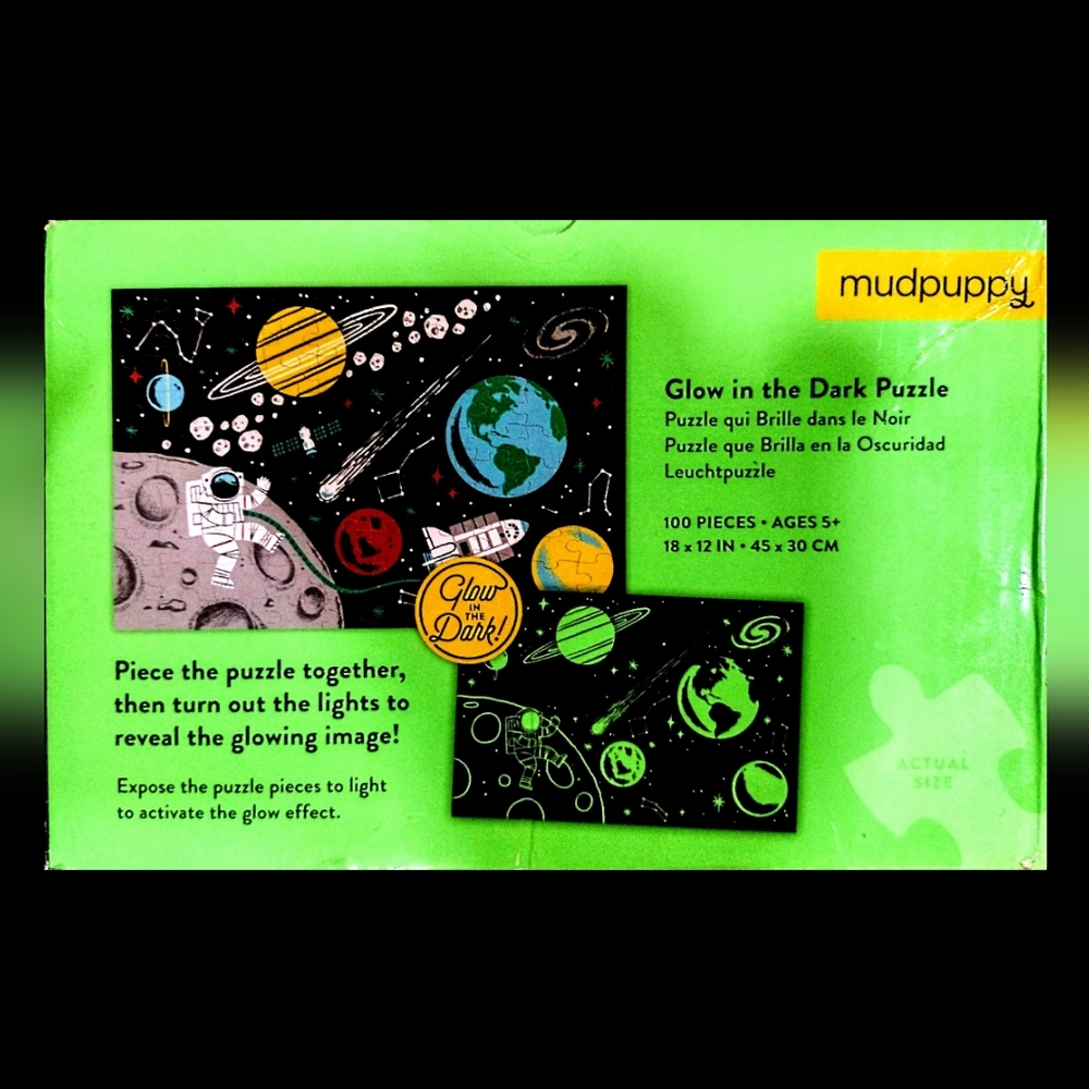 NIB - Glow in the dark puzzle of outer space BY mudpuppy - Picture 2 of 2